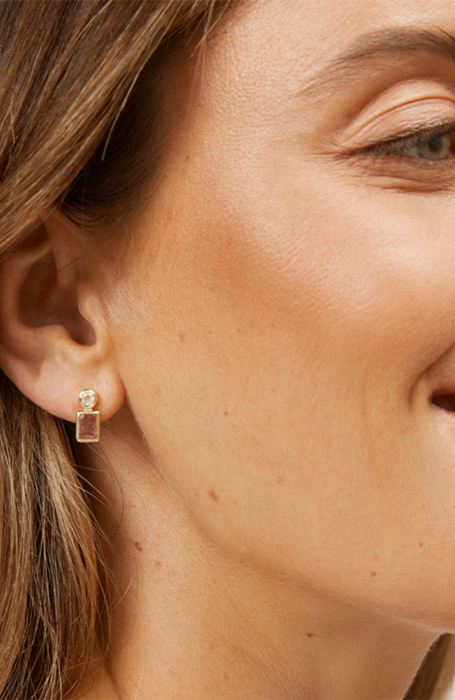 Clover Earring - Strawberry Quartz