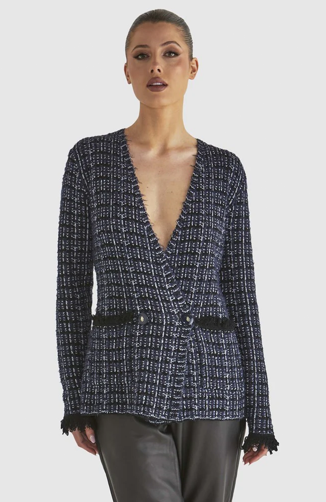 Beverley Knit Cardi - Navy Boucle