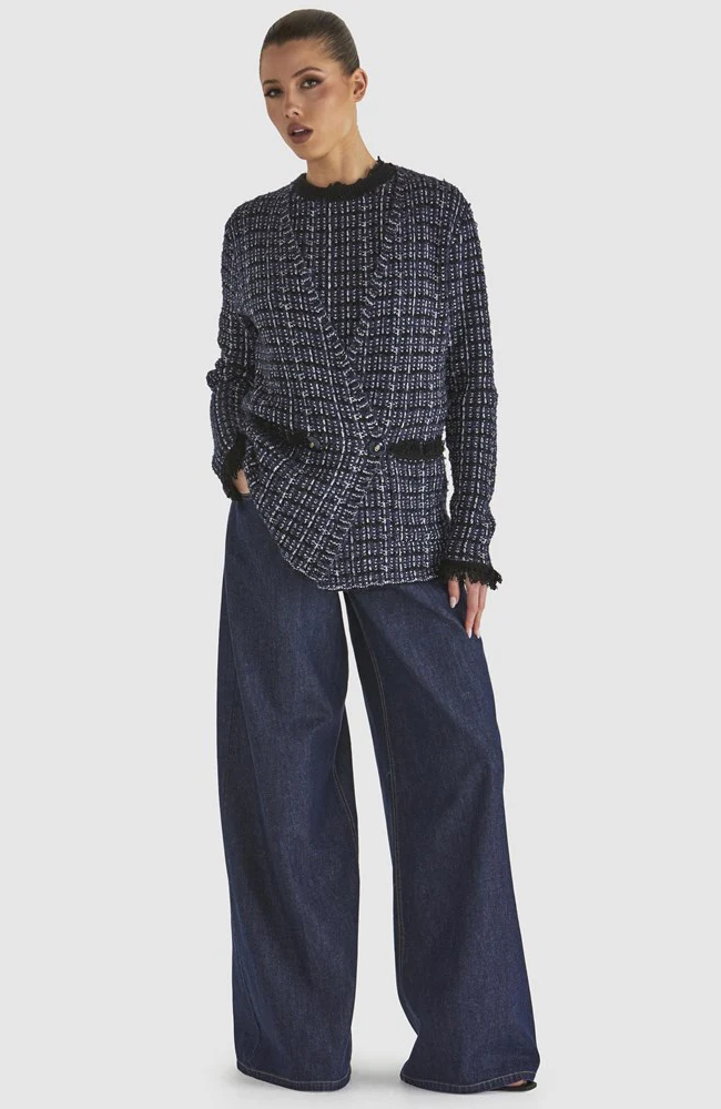 Beverley Knit Cardi - Navy Boucle