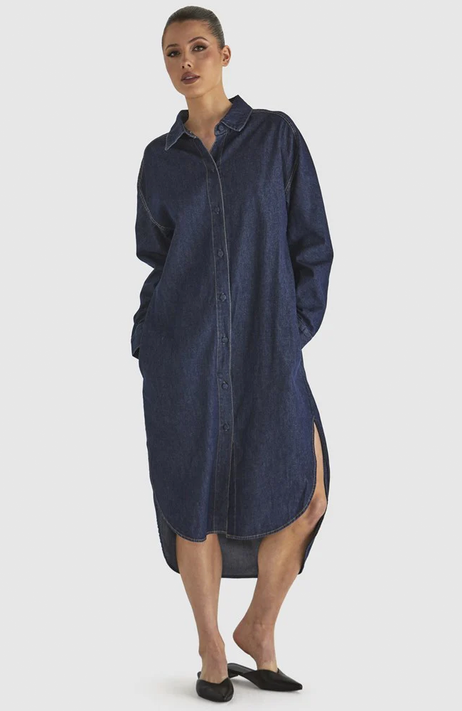 Soaring Shirt Dress - Indigo Wash