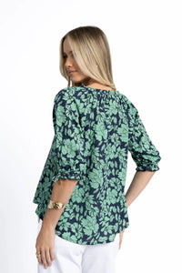 Fleur Blouse - Mint/Navy