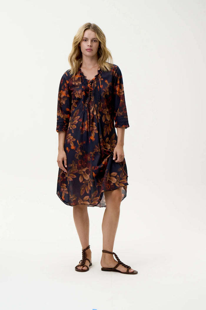 Middy Poppy Dress-Panarea/Cotton - Navy