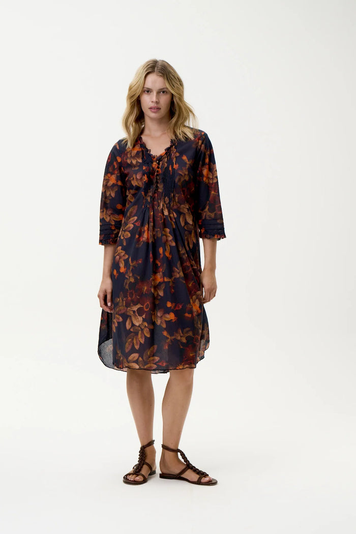 Middy Poppy Dress-Panarea/Cotton - Navy