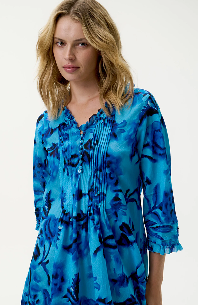 Middy Poppy Dress-Milos/Cotton - Blue