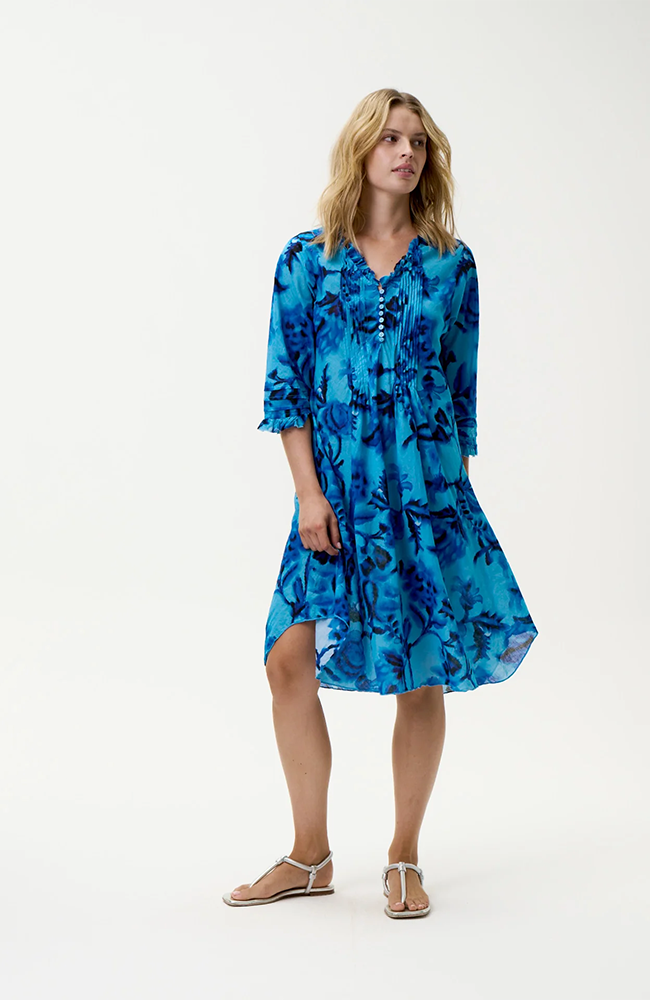Middy Poppy Dress-Milos/Cotton - Blue