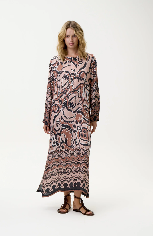 Llew Maxi Dress-Valencia/Cupro - Mocha