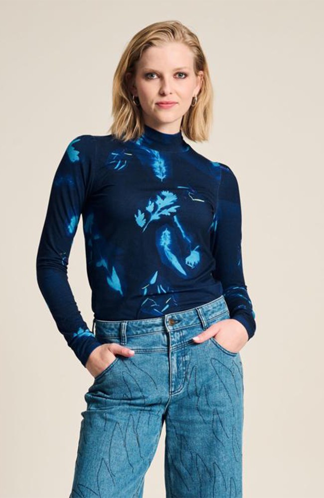 Feathers Mesh Top - Blue