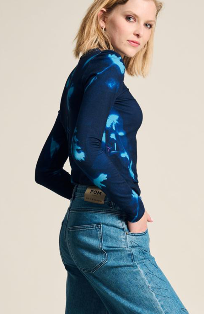 Feathers Mesh Top - Blue