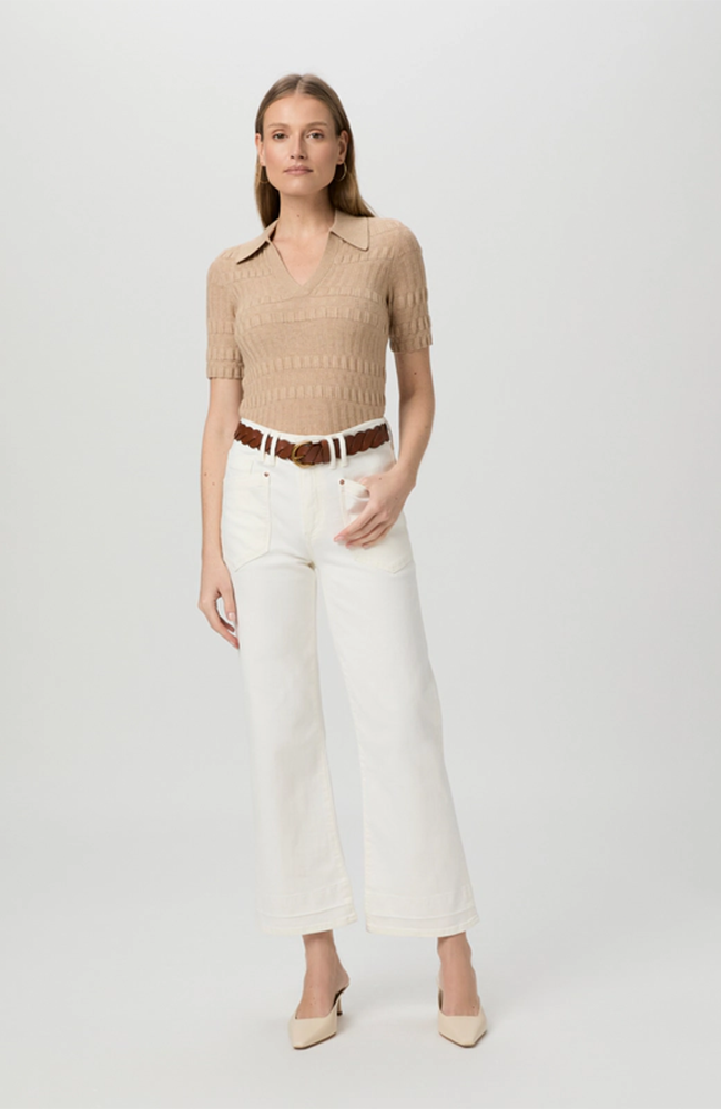 Leenah Ankle Wide Leg Jean - Tonal Ecru