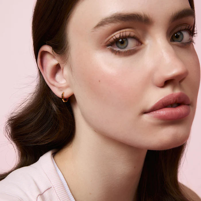 Hex Huggie Earrings - Gold