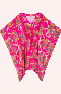 Beach Cover Up Ikat Tigers - Fuchsia