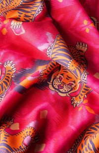 Beach Cover Up Ikat Tigers - Fuchsia