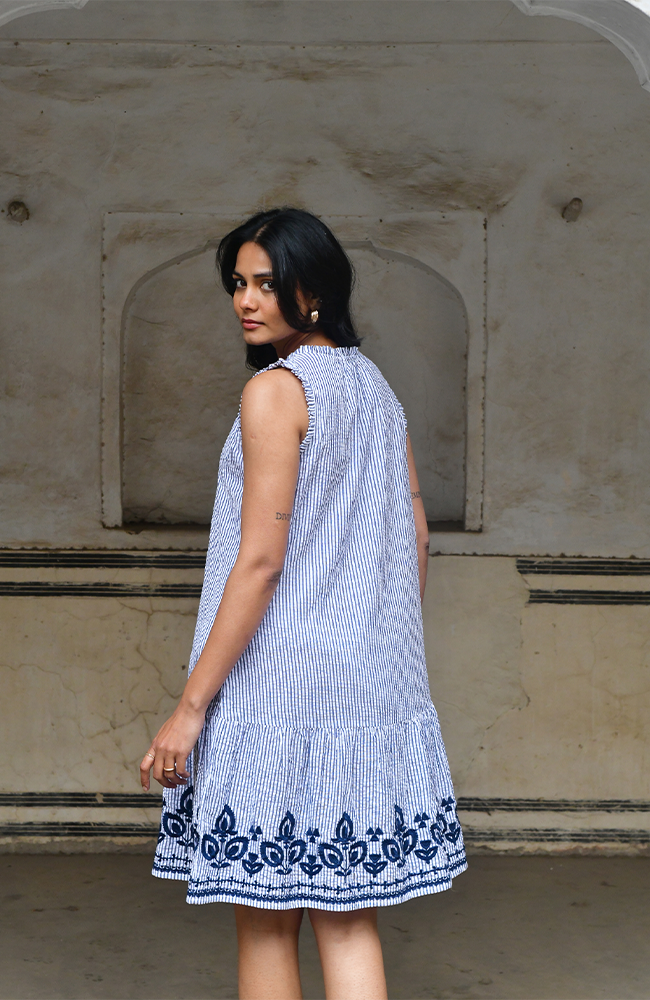 Capri Dress - Navy White