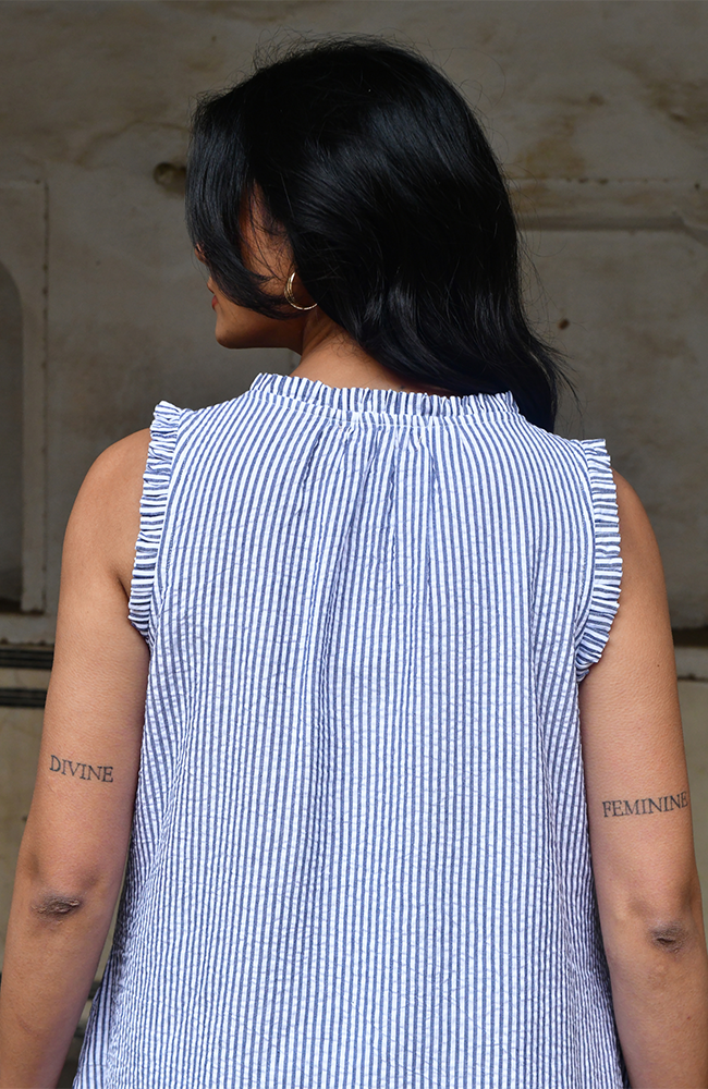Capri Dress - Navy White