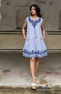 Capri Dress - Navy White