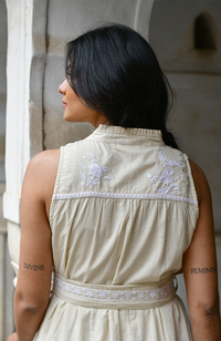 Cote d'Azure Sundress - Oat/White