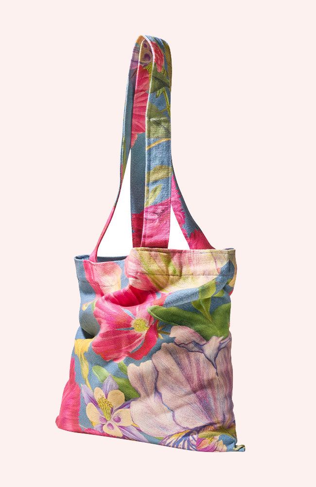 Canvas Tote Bag - Floral Study, Denim