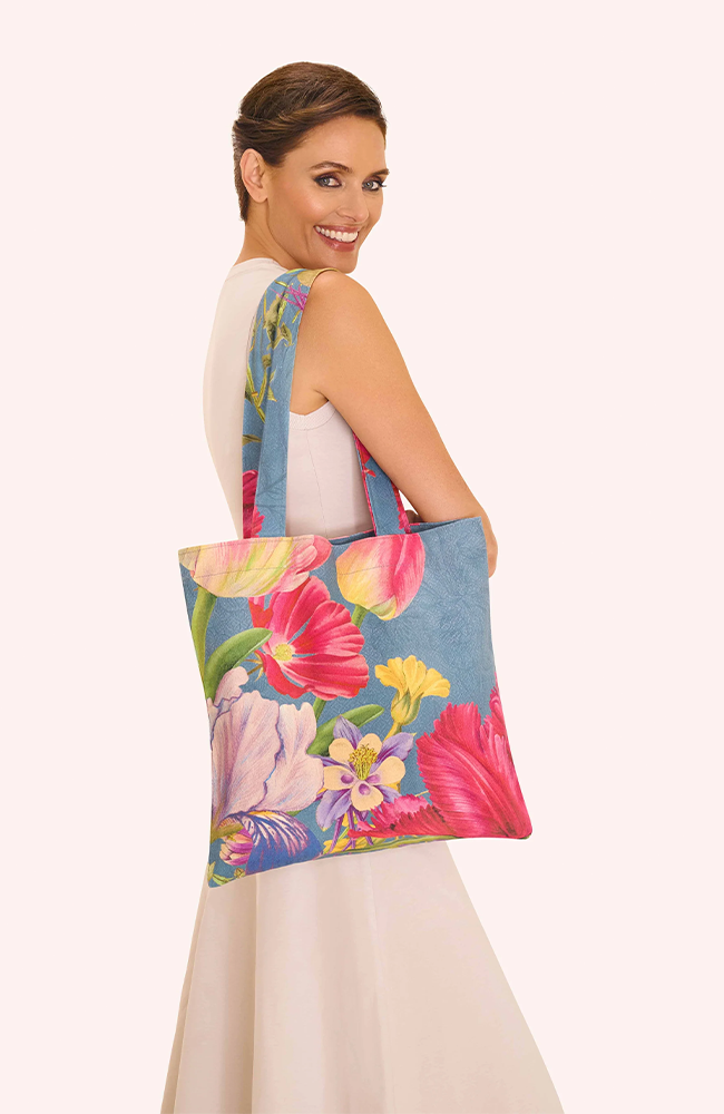 Canvas Tote Bag - Floral Study, Denim