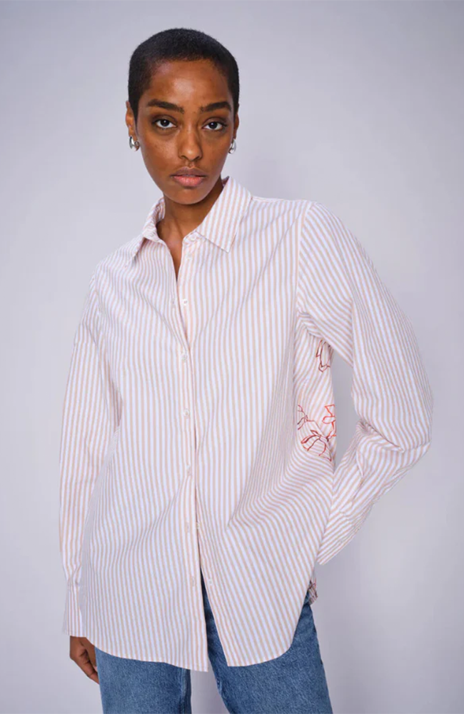 Elinda Leafy Stripe Shirt - Sesame