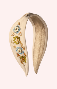 Embroidered Headband - Perfect Posie, Coconut