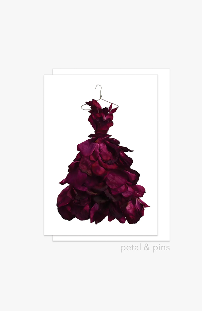 Red Wine Rose Gown Greeting Card