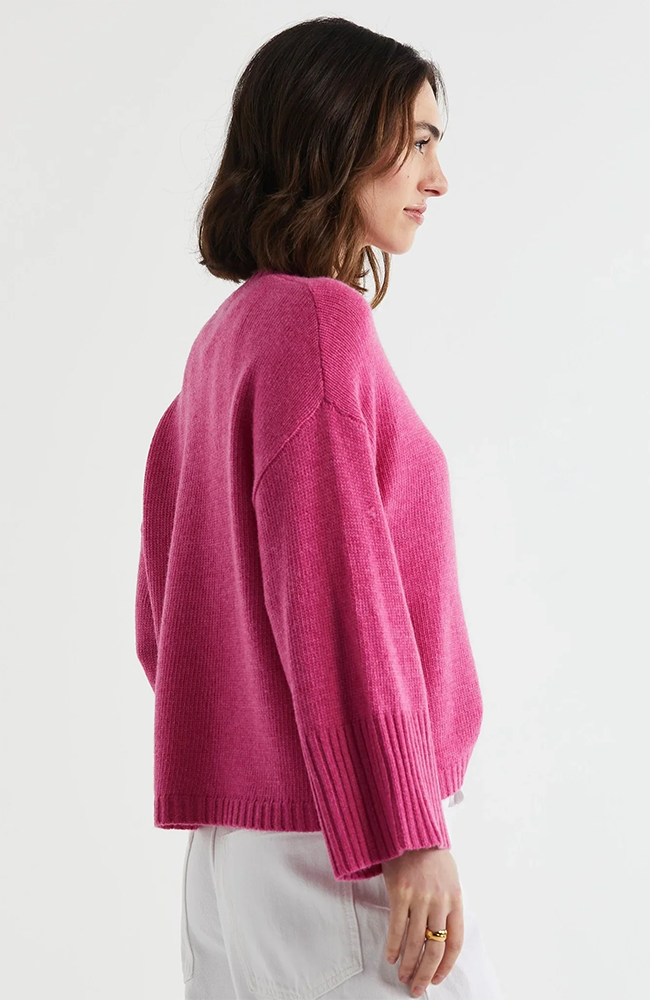 Wide Sleeve Crew Neck Jumper - Grape