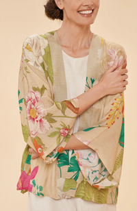 Kimono Jacket - Tropical Flora & Fauna, Coconut