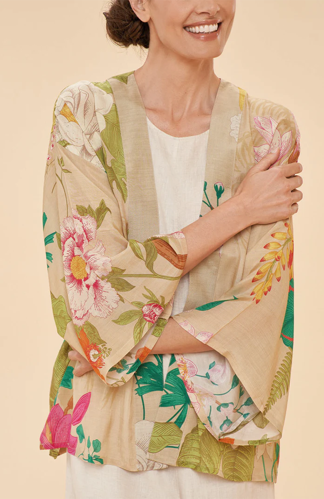 Kimono Jacket - Tropical Flora & Fauna, Coconut