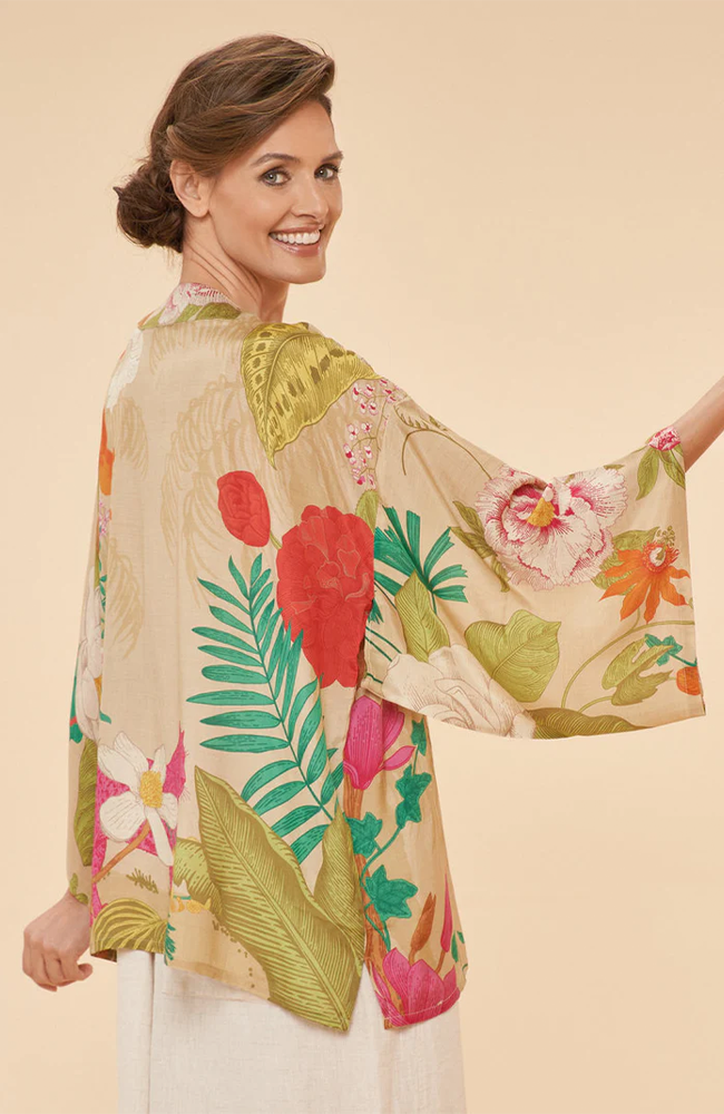 Kimono Jacket - Tropical Flora & Fauna, Coconut