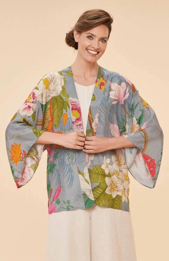Kimono Jacket - Tropical Flora & Fauna, Lavender