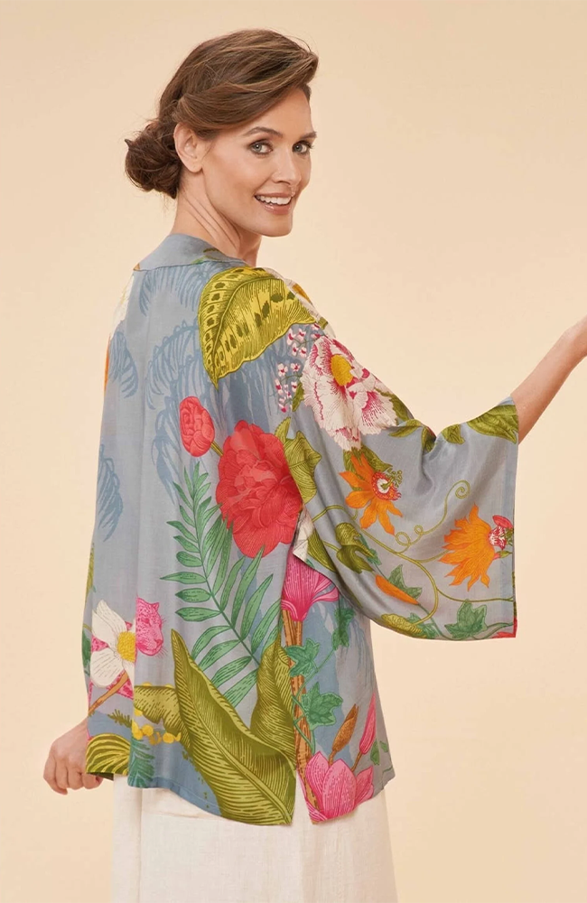 Kimono Jacket - Tropical Flora & Fauna, Lavender