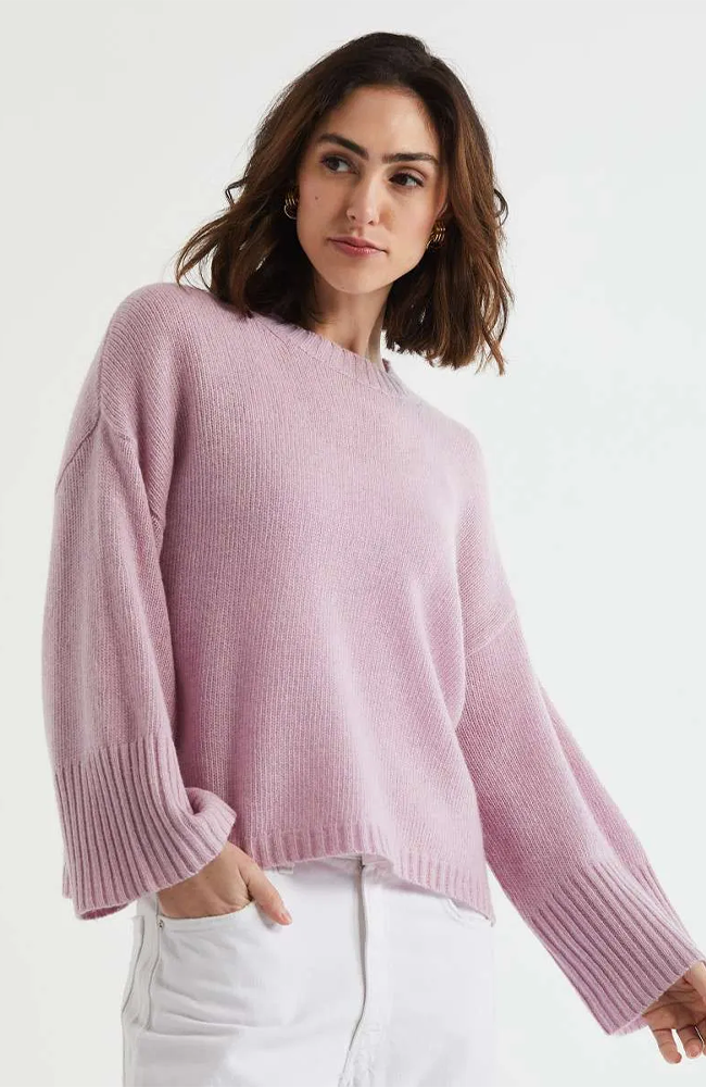Wide Sleeve Crew Neck Jumper - Iris