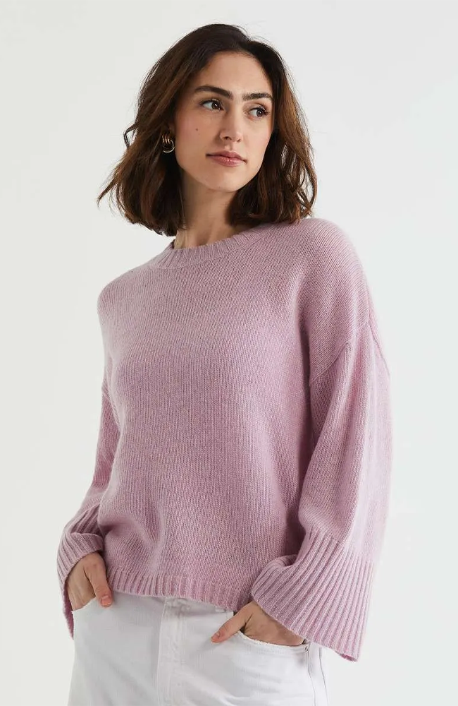 Wide Sleeve Crew Neck Jumper - Iris