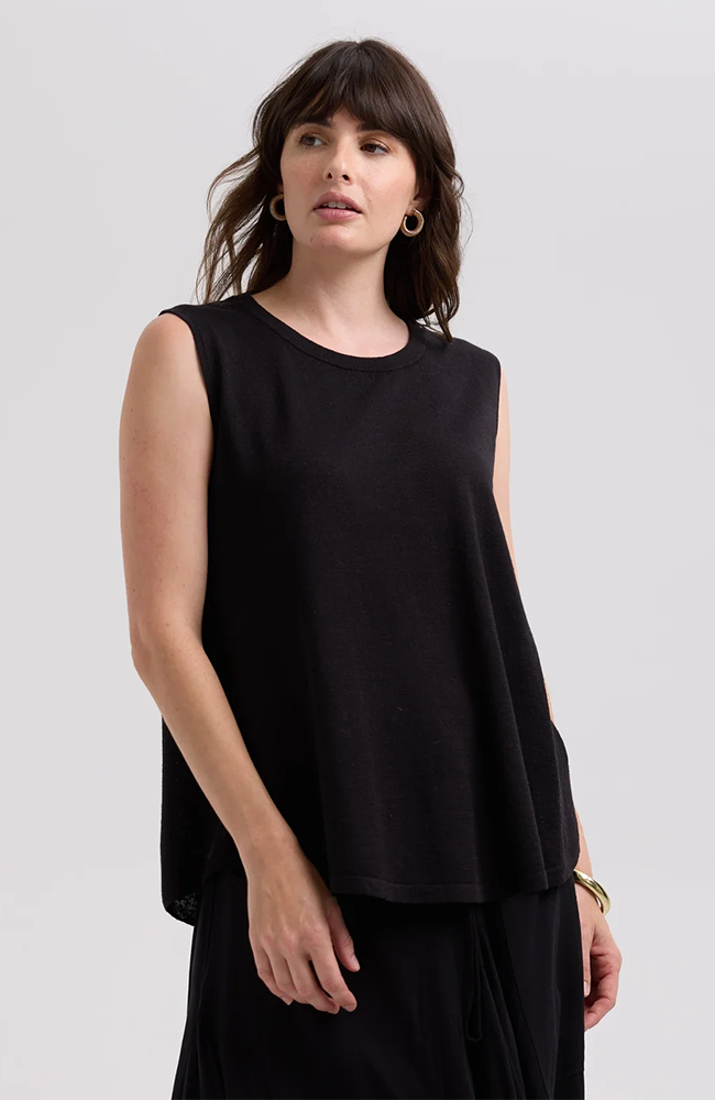 Linen A-Line Top - Black