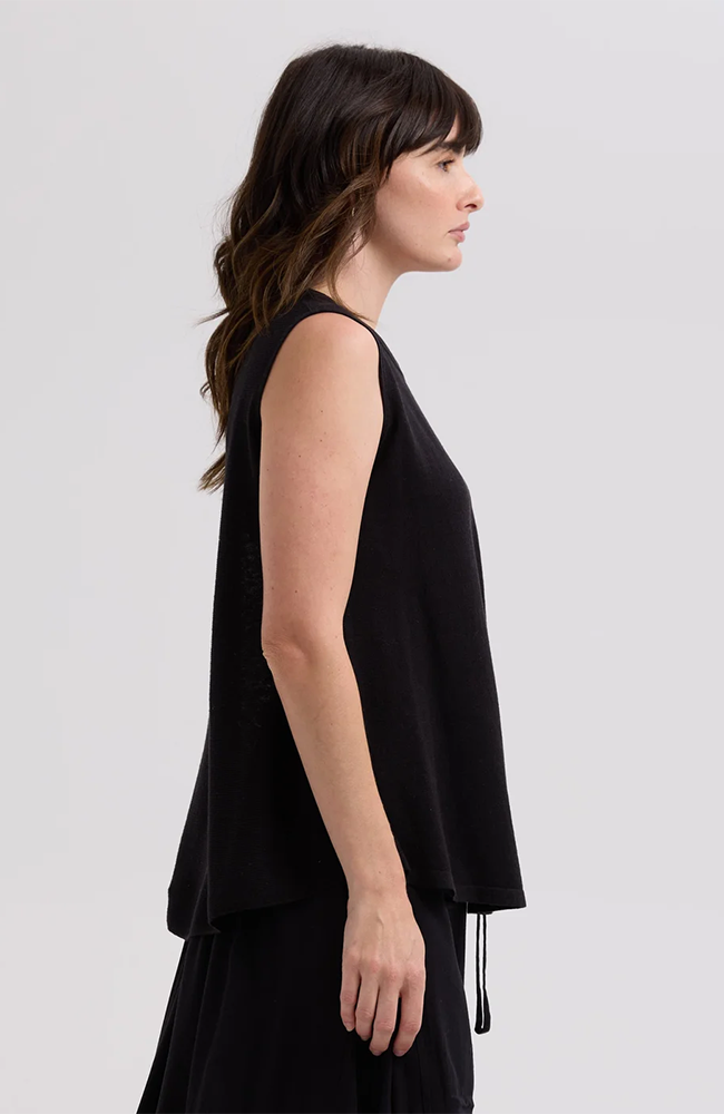 Linen A-Line Top - Black