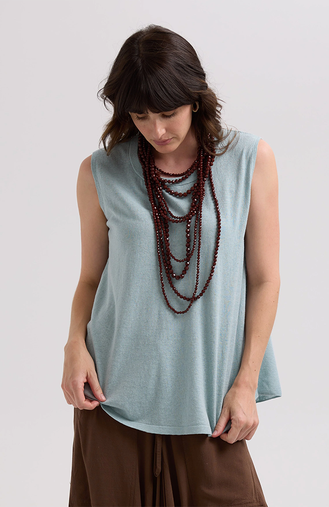 Linen A-Line Top - Cyan