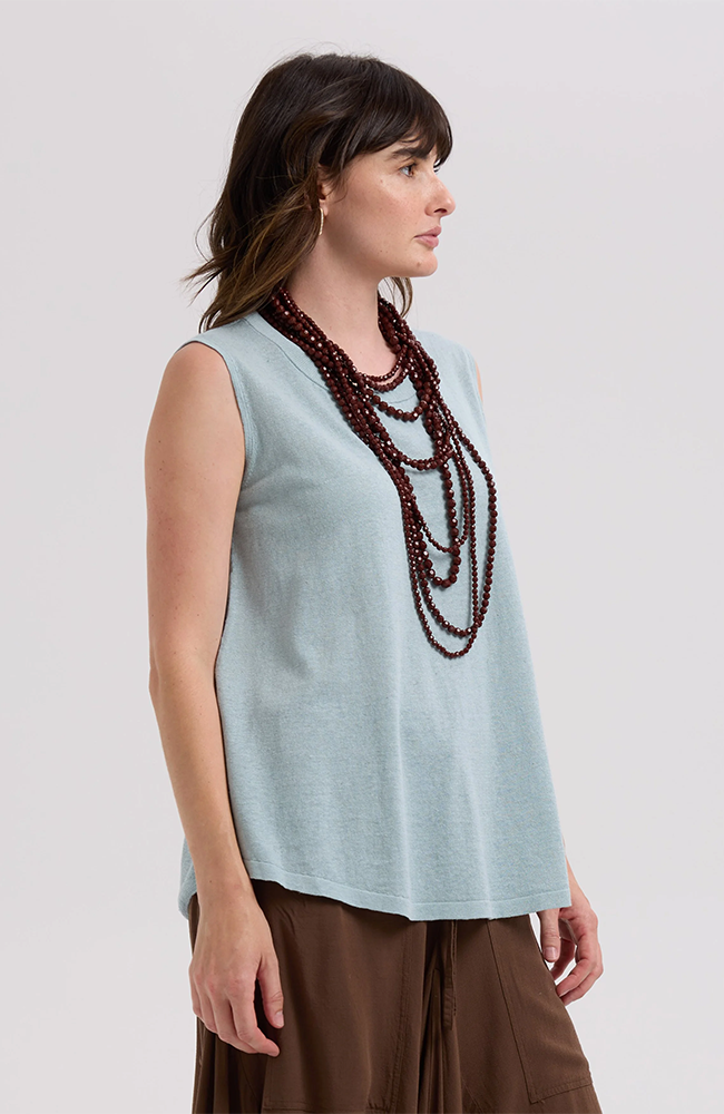 Linen A-Line Top - Cyan