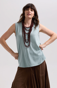 Linen A-Line Top - Cyan