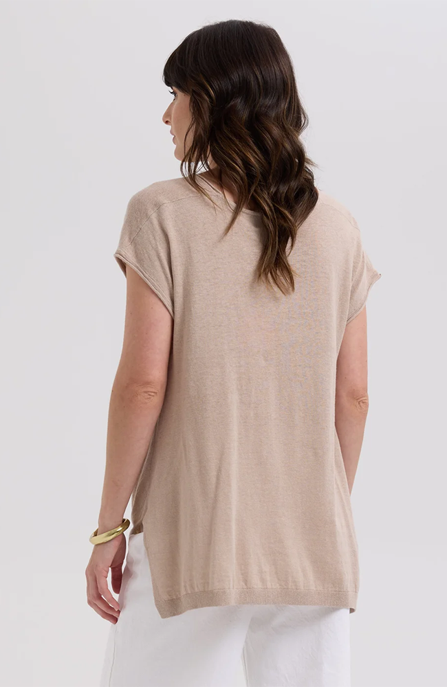 Linen Drape Top - Taupe