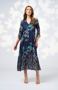 La Boheme Midi Dress - Indigo Multi