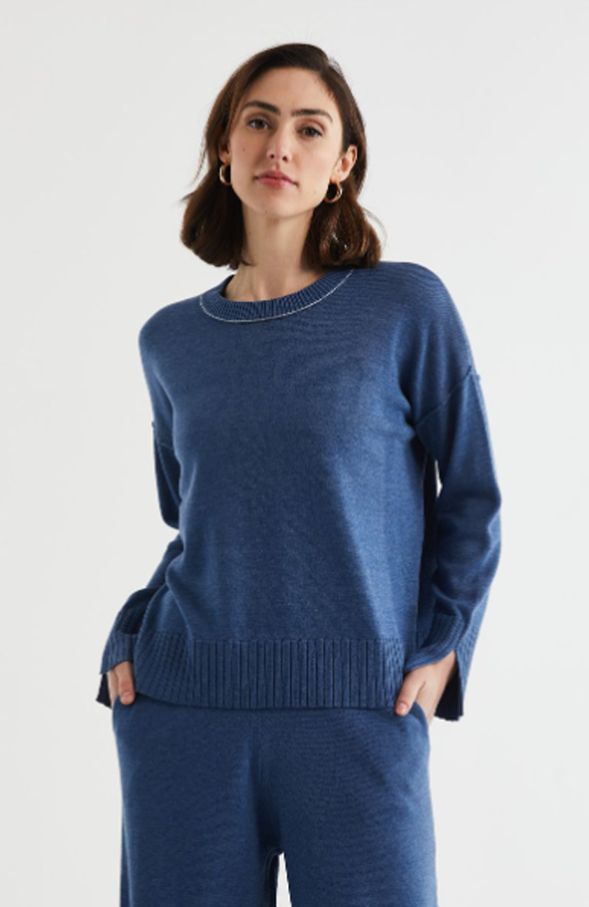 Basic Crew Neck Jumper - Denim