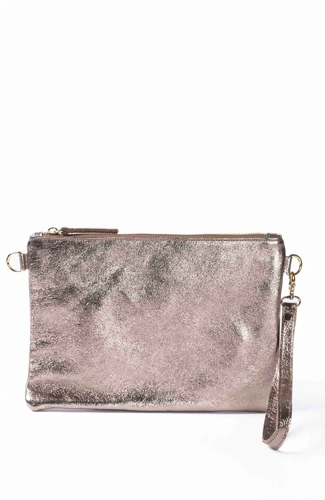 Crossbody/Clutch Bag - Metallic Champagne