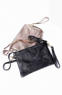 Crossbody/Clutch Bag - Metallic Champagne