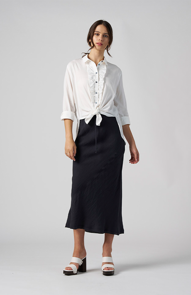 Echo Linen Skirt - Midnight