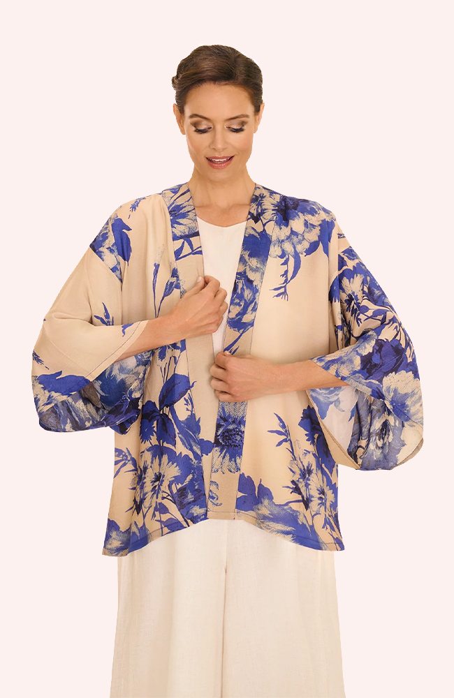 Kimono Jacket - China Blue Blooms