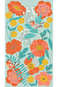 Print Scarf - Lovebirds in Poppy Field