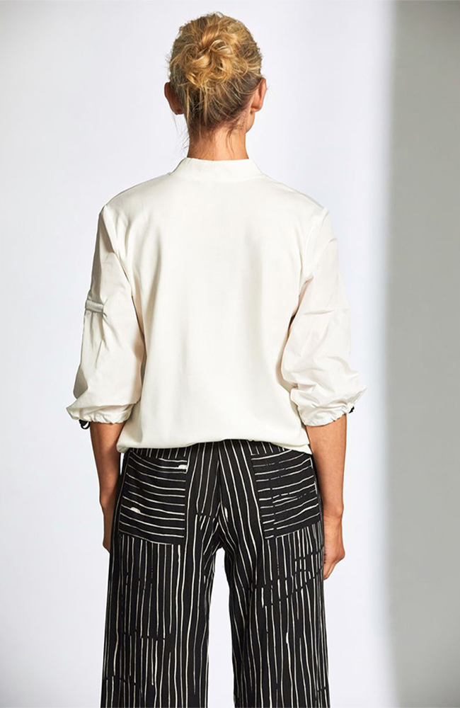 Contrast Zip Cardi - Ecru/Black