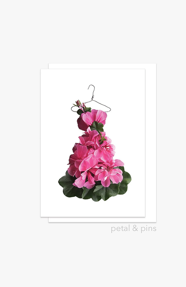 Pink Geranium Dress Greeting Card
