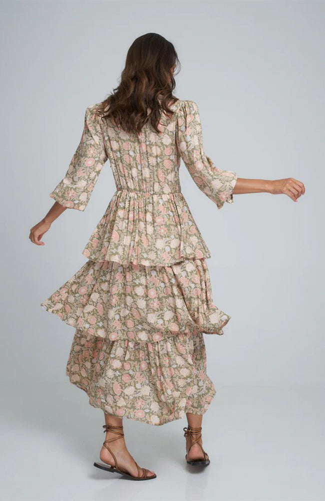 Regina Dress - Rajasthan Peach/Khaki