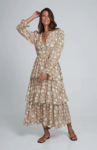 Regina Dress - Rajasthan Peach/Khaki